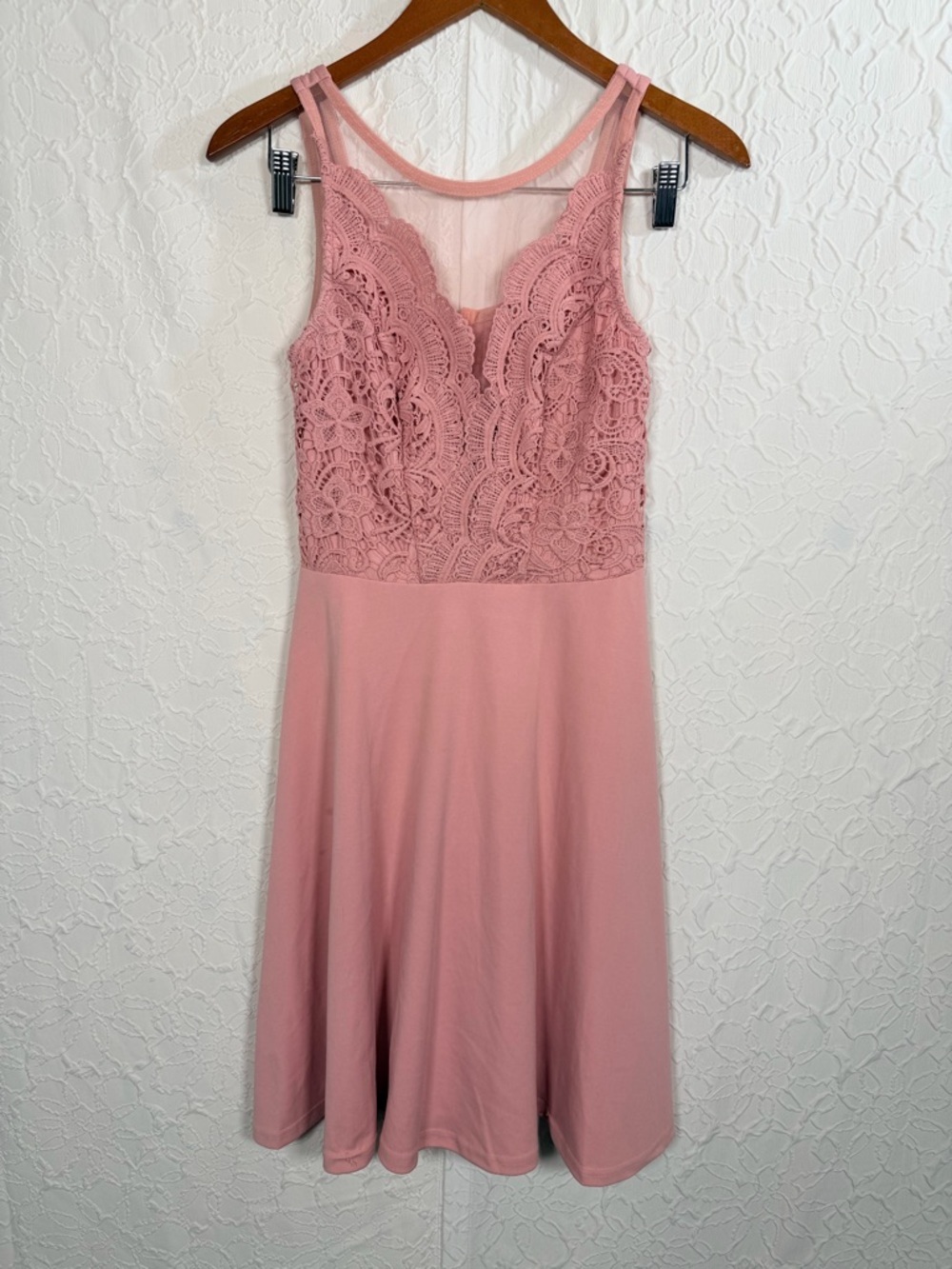 Grace Karin Pink Crochet Sheer Bodice Dress Sz S